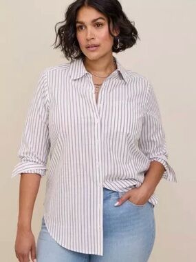 NWT Torrid Lizzie Cotton Button-Up Long Sleeve Shirt